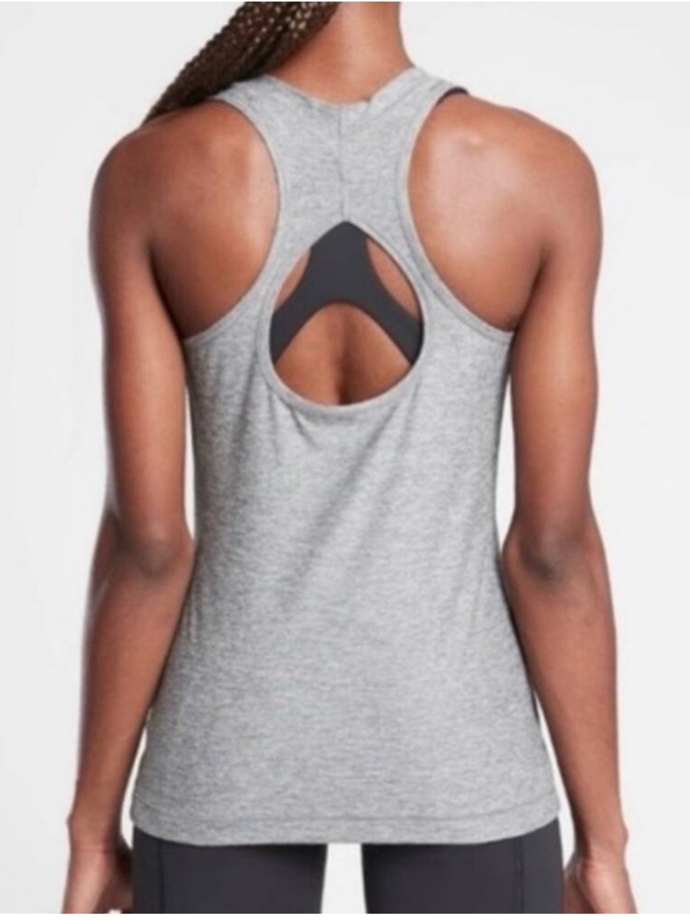 Athleta Open Back Nitro Lightweight Tank Top in Heathered Grey